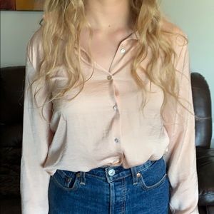 Peach button up shirt